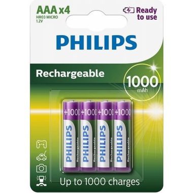 Philips dobíjecí baterie AAA 1000mAh, NiMH - 4ks