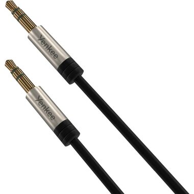 YENKEE YCA 402 BSR  Stereo audio AUX kroucený kabel s 3.5 mm konektorem jack / 2x 3.5 mm jack M-M / 1.8m