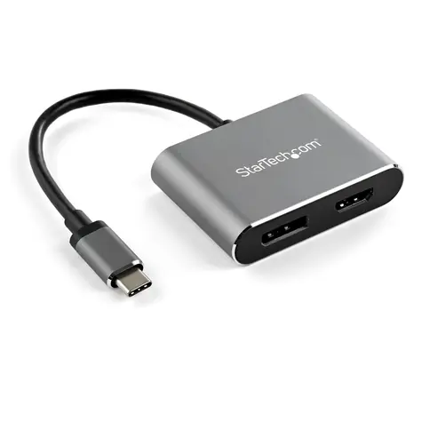StarTech adaptér USB-C na HDMI 2.0 & DisplayPort 1.2 stříbrná / 4K 60Hz / Thunderbolt 3 kompatabilní