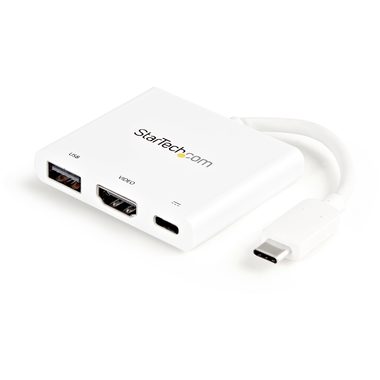 StarTech Multiport video adaptér USB-C na HDMI 2.0 & USB-A & PowerDelivery 60W bílá / 4K 30Hz / Thunderbolt 3