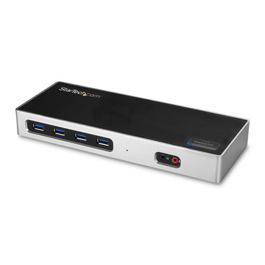 StarTech Dual-4K dokovací stanice černo-stříbrná / 6x USB 3.1 / 2x DisplayPort / 2x HDMI / 1x RJ-45 / 2x 3.5mm