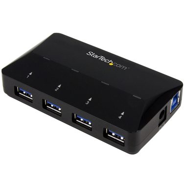 StarTech USB-A Hub 4 porty černá / 4x USB-A / 1x 2.4A nabíjecí port 