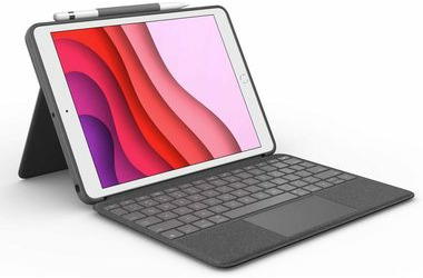 Logitech pouzdro pro Apple iPad 7. & 8 gen. UK šedá / podsvícení / klávesnice / trackpad / Smart