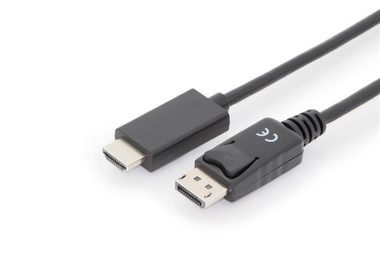 Digitus kabelový adaptér DisplayPort DP - HDMI typu A M - M 1.0 m / s blokováním  DP 1.2 HDMI 2.0 / 4K / 60Hz / CE / bl