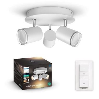 Philips Hue Adore BT LED 3x5W bílá + stmívač / LED bodové svítidlo / GU10 / 3x350lm / 2200-6500 K 