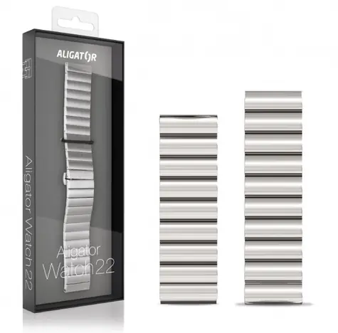 Aligator Kovový řemínek 22mm stříbrná