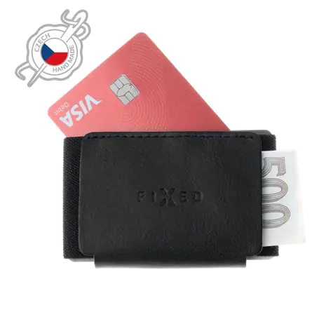FIXED Tiny Wallet Kožená peněženka z pravé hovězí kůže (FIXW-STN2-BK) černá