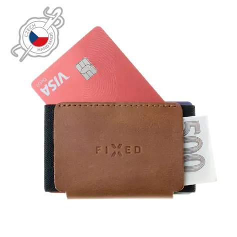 FIXED Tiny Wallet Kožená peněženka z pravé hovězí kůže (FIXW-STN2-BRW) hnědá