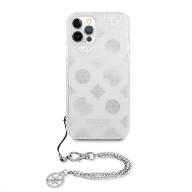 GUESS PC Chain Peony Zadní Kryt pro Apple iPhone 12 Pro Max stříbrná