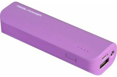 RealPower PB-2600 fialová / Powerbanka 2600 mAh / LED / USB / 5V / 1A