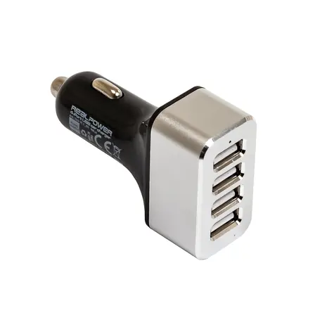 RealPower 195445 USB nabíječka do auta černá / 5x USB/ 2400 mA