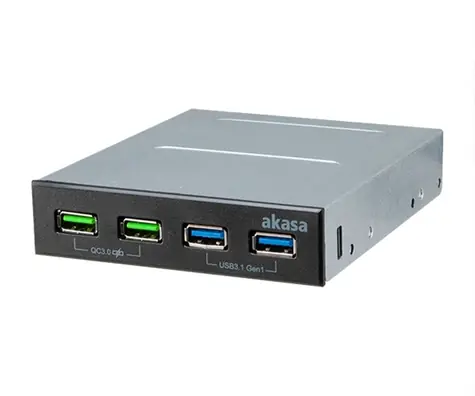 AKASA AK-ICR-34 / 3.5" adaptér 2x USB 3.1 Gen1 / 2x nabíjecí USB / Quick Charge 3.0