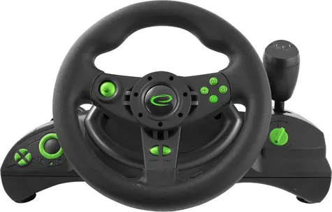 Esperanza EGW102 Nitro volant s pedály černo-zelená / vibrační technologie / 270  ° otáčení / PC & PS3