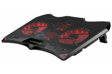 Esperanza EGC102 Buran herní chladicí podložka pod notebook černo-červená / 4 ventilátory / červené LED podsvícení 