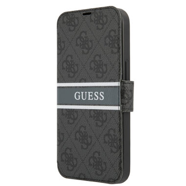 GUESS PU 4G Printed Stripe Book Pouzdro pro Apple iPhone 13 Mini šedá