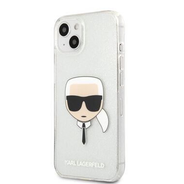 Karl Lagerfeld TPU Full Glitter Karl Head Kryt pro Apple iPhone 13 mini stříbrná