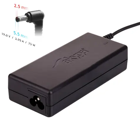 Akyga Nabíječka na notebook 19V / 3.95A / 75W / 5.5x2.5 mm
