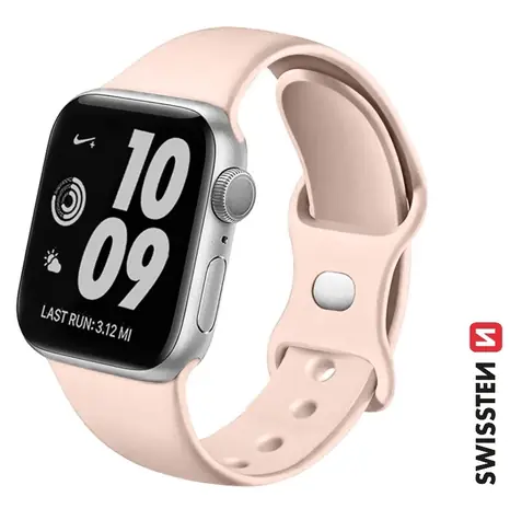 SWISSTEN Silikonový řemínek pro Apple Watch 38/40/41mm pískově růžová