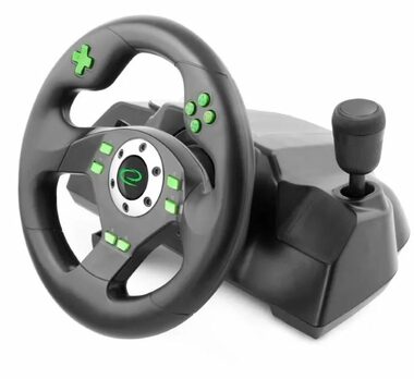 Esperanza EGW101 DRIFT černo-zelená / volant s pedály / vibrační technologie / 270  ° otáčení / PC & PS3