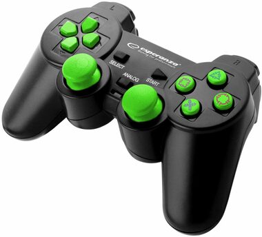 Esperanza EGG107G Trooper černo-zelená / gamepad / vibrační systém / 12 tlačítek / pro PC a PS3