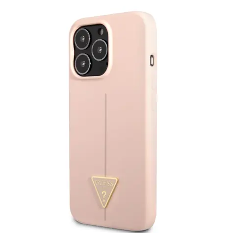 GUESS Silicone Line Triangle Zadní Kryt pro Apple iPhone 13 Pro růžová