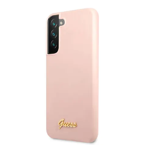GUESS Silicone Metal Logo Zadní Kryt pro Samsung Galaxy S22+ růžová