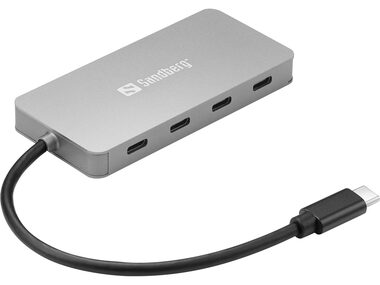 Sandberg USB-C HUB stříbrná / 4x USB-C 3.0 / 15 cm 