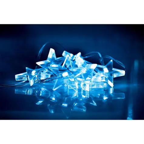 Solight 1V52-B LED vánoční řetěz - hvězdy 1.5m / 10x LED / 2x AA / modré světlo