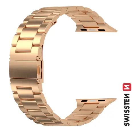 SWISSTEN Kovový řemínek pro Apple Watch 42/44/45/49mm růžovo zlatá