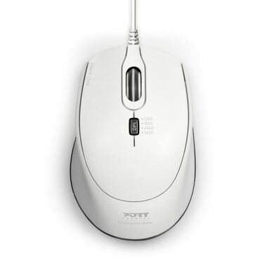 PORT CONNECT SILENT 900712 bílá / drátová myš / USB-A + USB-C / 3600 DPI / 1.6m