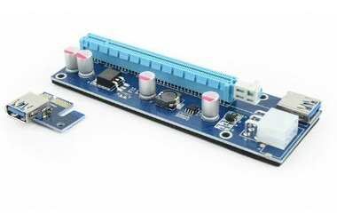Gembird RC-PCIEX-03 modrá /  Riser card / PCI Express x1 > x16 / kabel