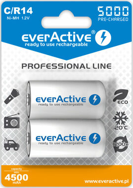 EverActive Professional Line nabíjecí baterie C (R14) 5000 mAh 2ks / Ni-MH