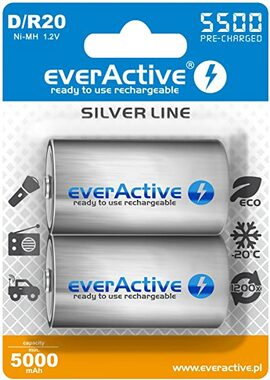EverActive Silver Line nabíjecí baterie D (R20) 5500 mAh 2ks / Ni-MH
