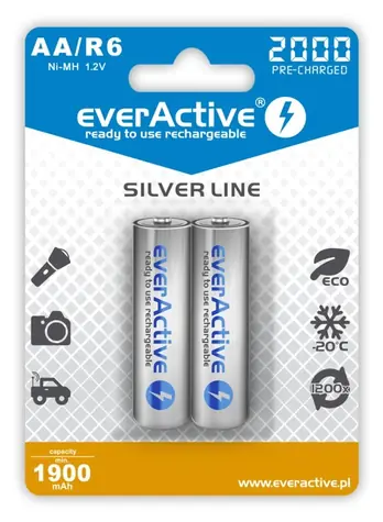 EverActive Silver Line nabíjecí baterie AA (R6) 2000 mAh 2ks / Ni-MH