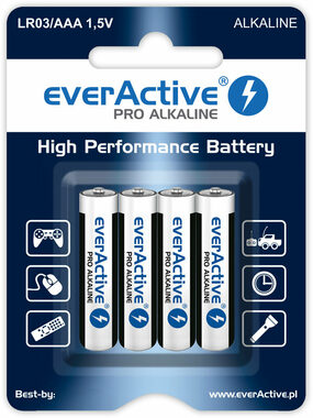 EverActive Pro Alkalické baterie AAA (LR03) - blistr 4ks 