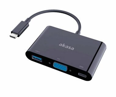 Akasa AK-CBCA02-15BK adaptér černá / USB-C dokovací adaptér / USB-A 3.0 / VGA / USB-C  