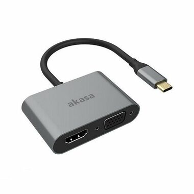 Akasa AK-CBCA23-18BK adaptér šedá / USB-C dokovací adaptér / VGA / HDMI / 4K@60Hz