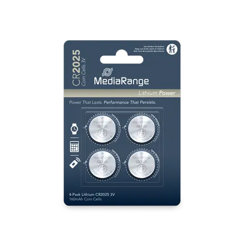 MediaRange Premium lithium baterie Coin Cells CR2025 / 3V / 4ks