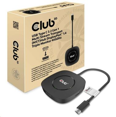 CLUB3D CSV-1550 video hub MST USB-C na DisplayPort 1.4 černá / 4K 60Hz 
