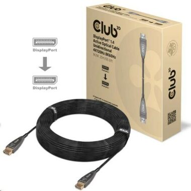 CLUB3D CAC-1079 aktivní kabel DisplayPort 1.4 M/M černá 20m / 8K 60Hz 