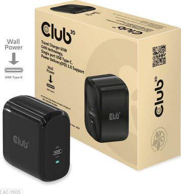 CLUB3D CAC-1905EU cestovní nabíječka 65W černá / USB-C / GAN technology 