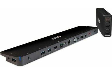 CLUB3D CSV-1564W100 Dokovací stanice USB-C 3.2 černá / 3x USB-C / HDMI / DP / VGA / RJ45 / SD Slot / MicroSD / 3.5mm jac