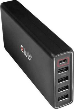 CLUB3D CAC-1903EU USB nabíječka 111W černá / 4x USB-A / USB-C 