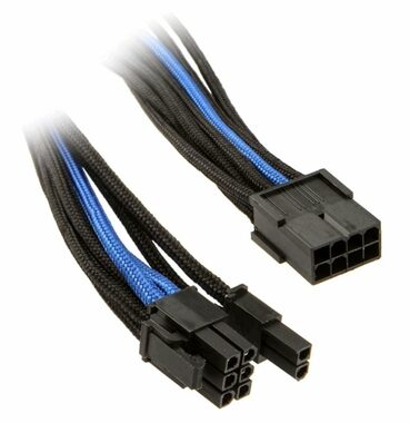 SilverStone kabel 8-pin PCI > 6+2-pin PCIe 25 cm černo-modrá / individuálně pletené 