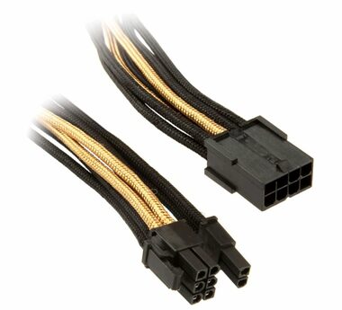 SilverStone kabel 8-pin PCI > 6+2-pin PCIe 25 cm černo-zlatá / individuálně pletené kabely