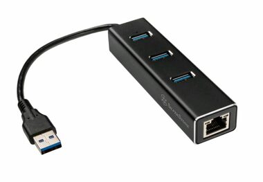 SilverStone EP04 3-port USB & Gigabit Ethernet hub černá / 3x USB 3.0 / 1GLAN