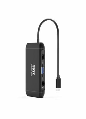 PORT CONNECT Dokovací stanice 8v1 DUAL SCREEN / 2xFullHD nebo 1x4K / HDMI / VGA / 3xUSB-A / RJ-45 / TF / SD