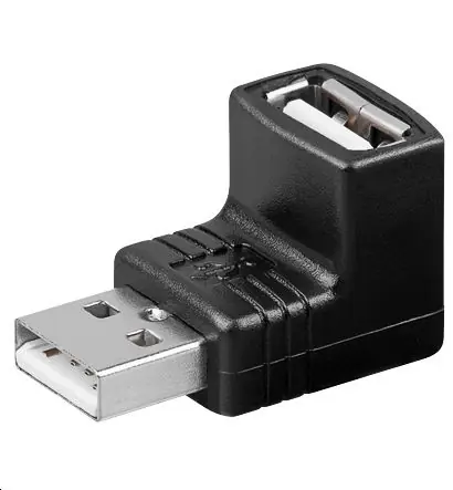MicroConnect zahnutý adaptér do pravého úhlu USB2.0 A (M) - USB2.0 A (F) černá