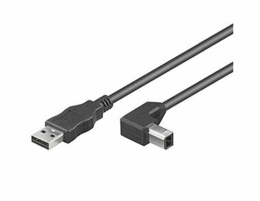MicroConnect kabel USB2.0 A (M) - USB2.0 B 90° úhel (M) 1m černá / 480Mbit/s