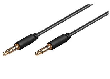 MicroConnect Slim audio kabel 4-pin Jack 3.5mm - Jack 3.5mm 3m černá